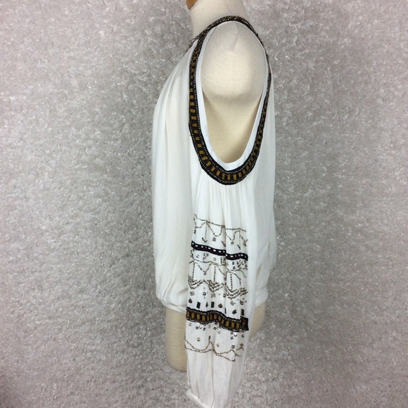 Free People Embellished Peasant Blouse Top - Picture 2 of 4